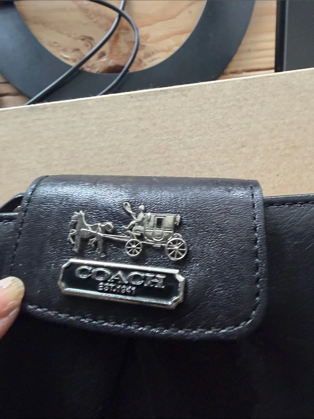 Coach Black Leather Women's Wallet with Silver Coach Plaque